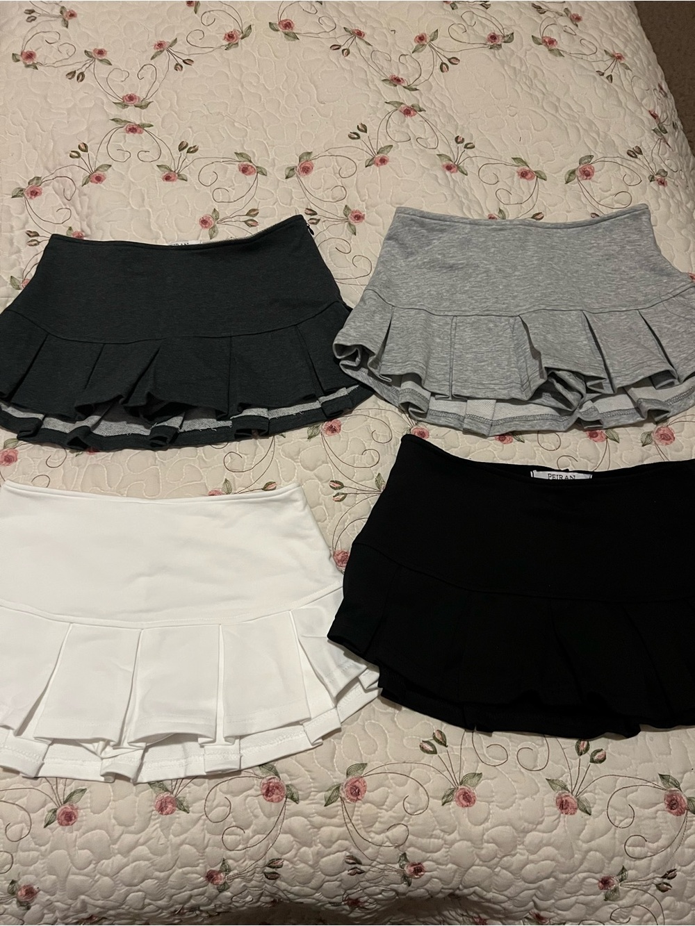 Low rise Women's Ruffle Tennis Skirt - Black, White, Gray, Charcoal